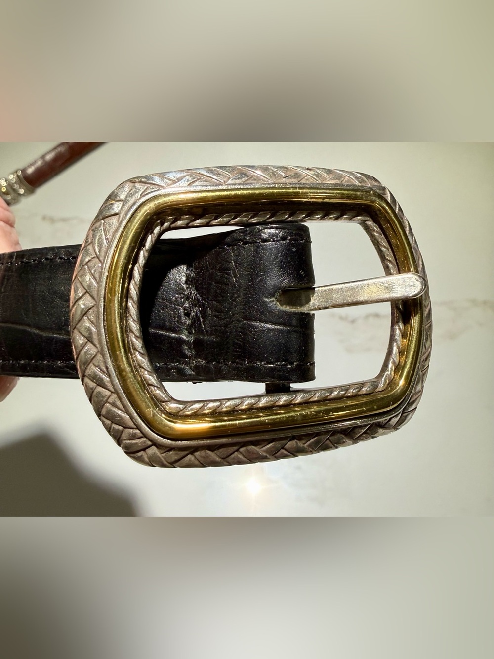 Brighton Reversible Leather Belt Silver/Gold-Toned Hardware, Black/Brown - Picture 5 of 9